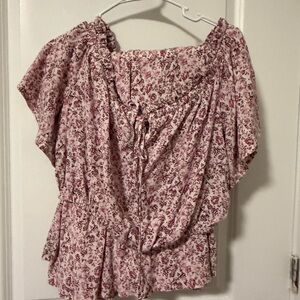 Floral Pink Women's Crop Top with Skirt